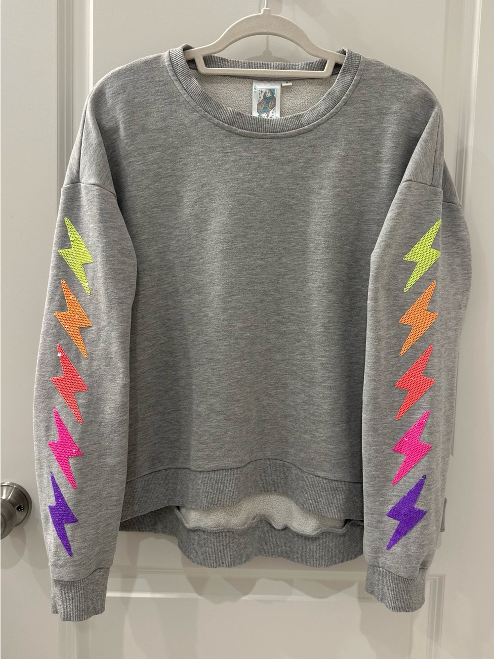 Queen of Sparkles Lightning Bolt Sweatshirt in Gray. Size S. Great Condition!